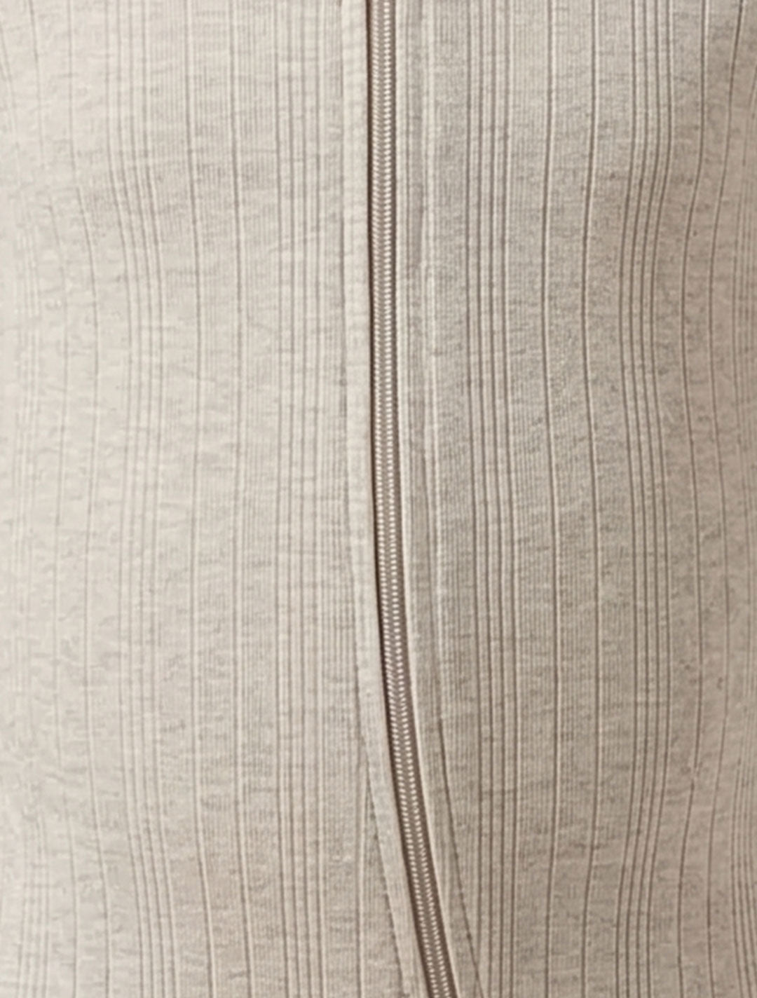 BEIGE RIBBED ZIPPER SLIM FIT SLEEPSUIT