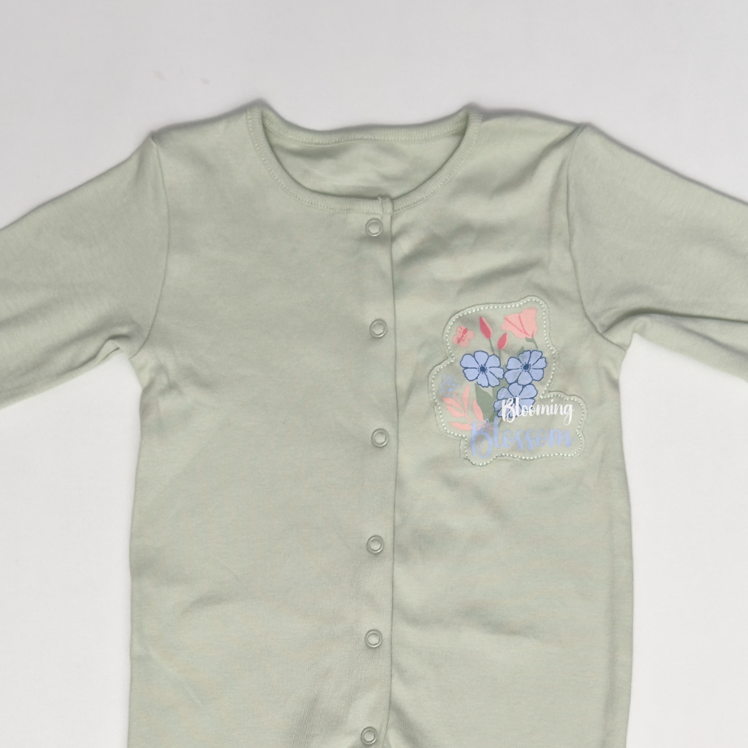 SAGE GREEN BLOSSOM PRINTED SLEEPSUIT