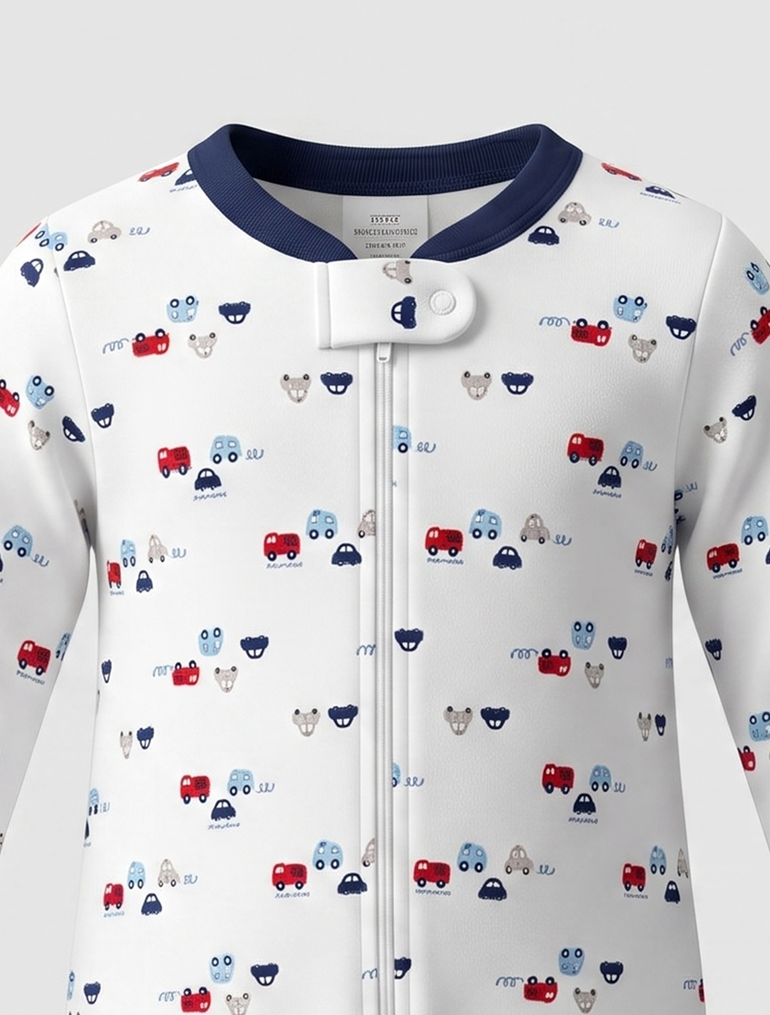 White printed zipper sleepsuit
