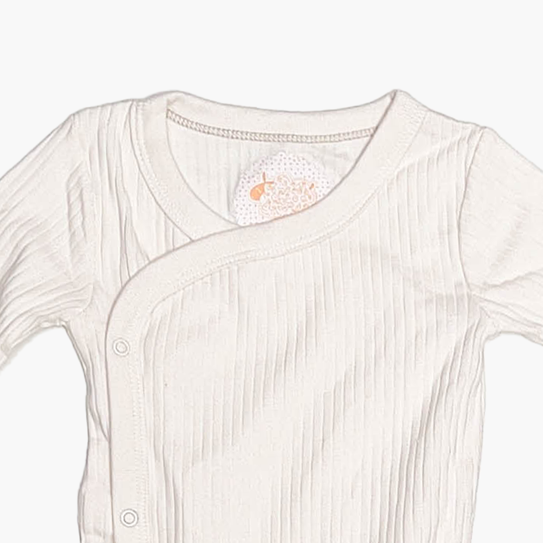 OFF WHITE RIBBED WRAP ONESIE