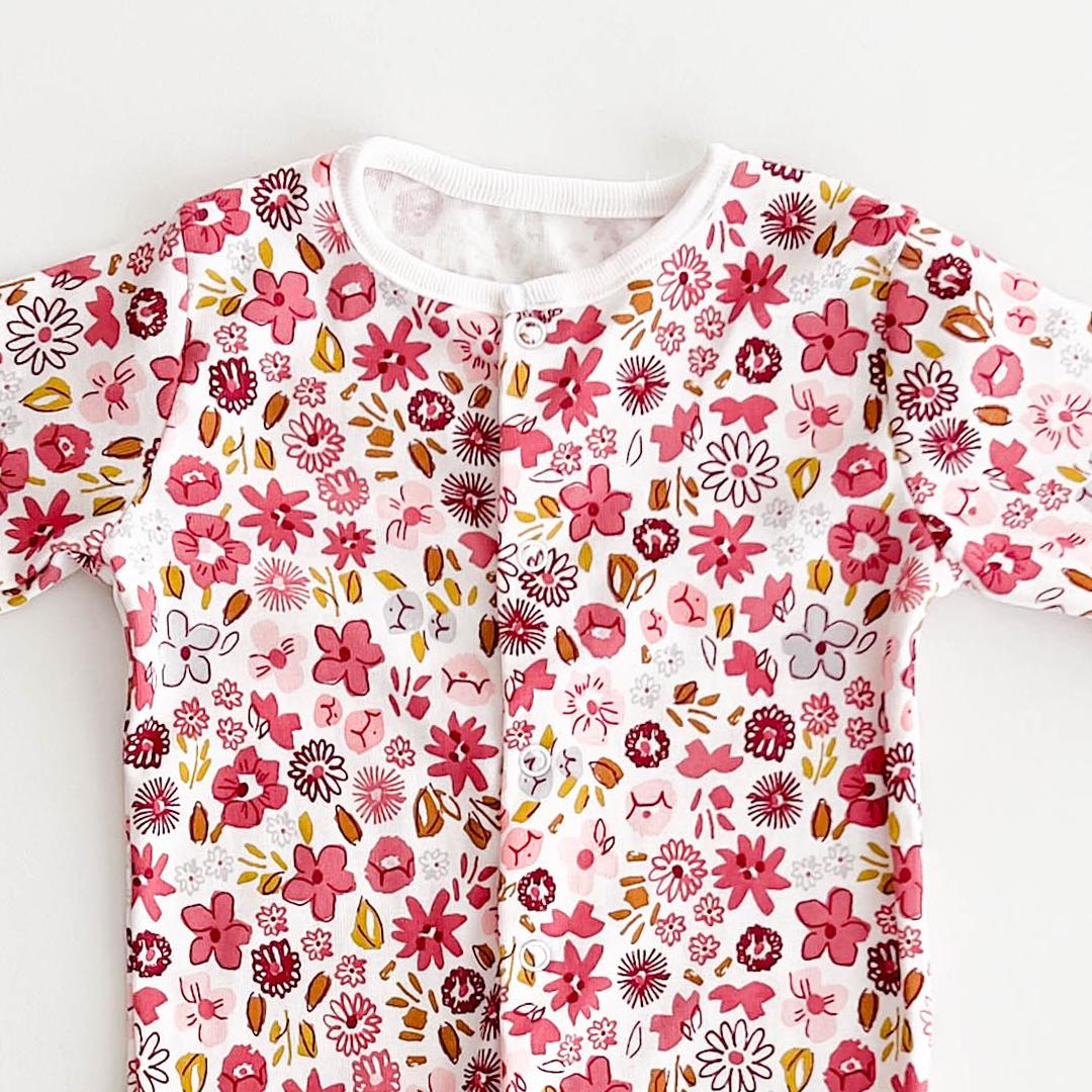 PINK FLORAL PRINTED SLEEPSUIT