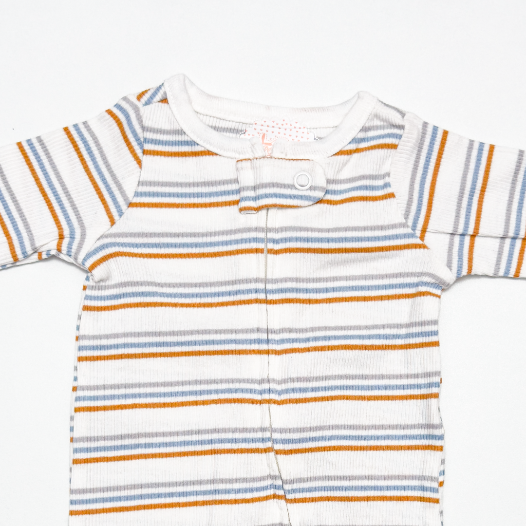WHITE STRIPED SLEEPSUIT