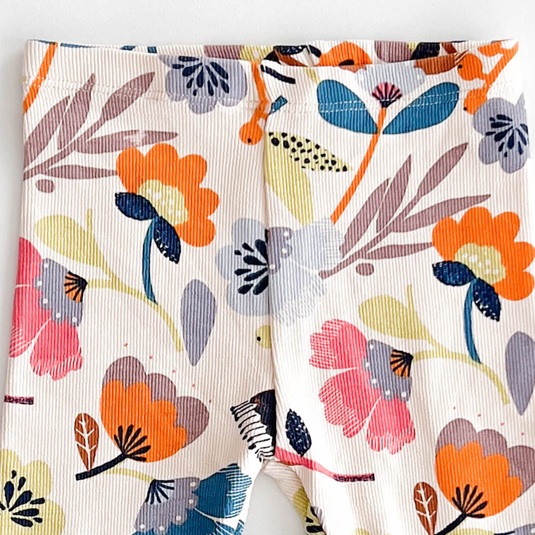 RIBBED FLORAL PANTS