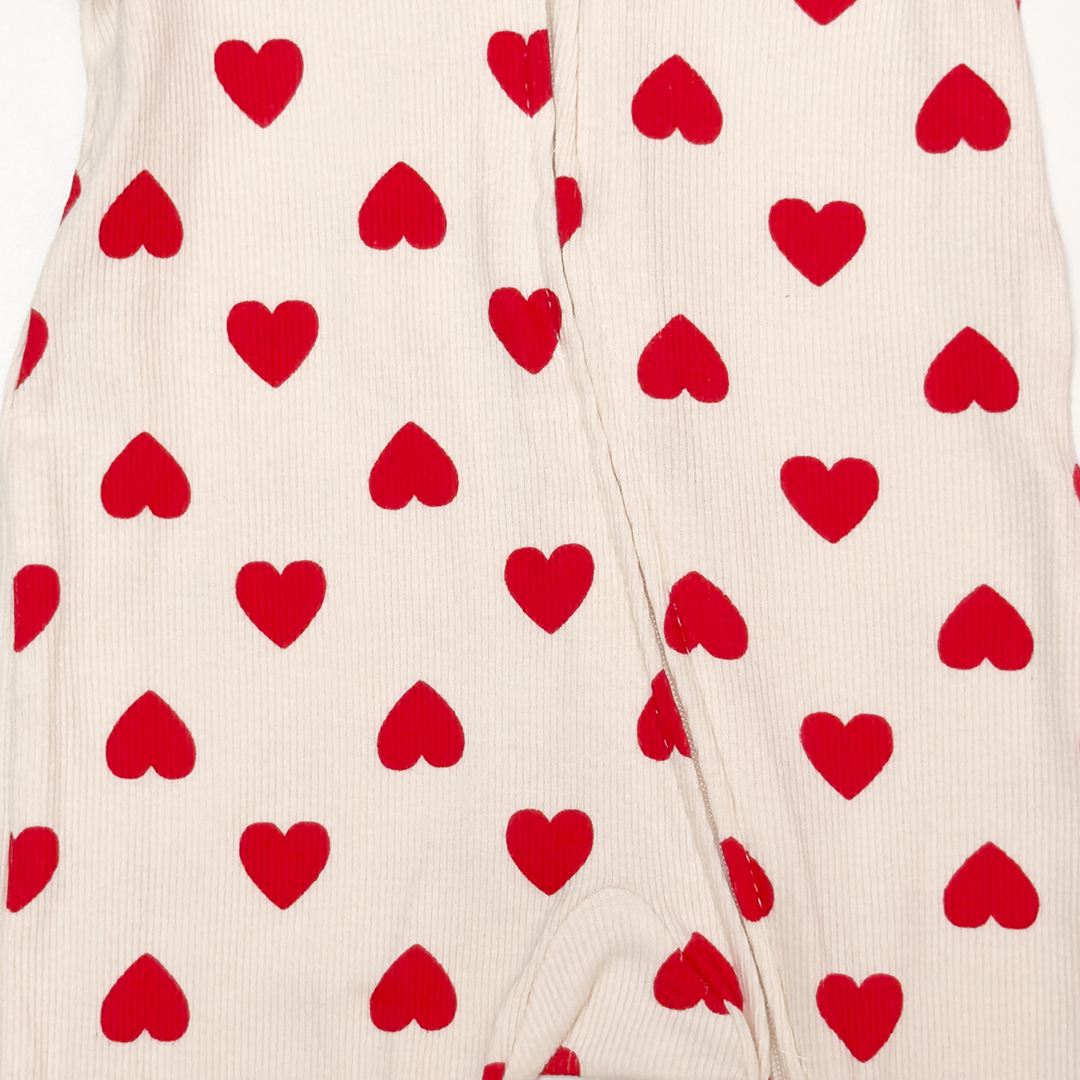 RED LOVE RIBBED ZIPPER SLEEPSUIT
