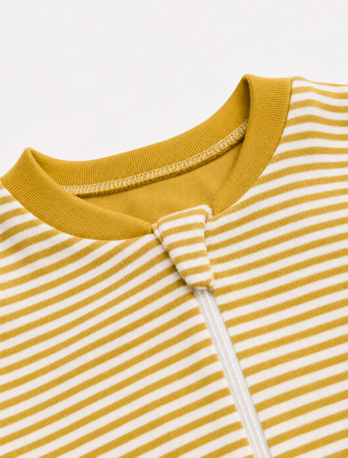 Yellow stripes zipper sleepsuit
