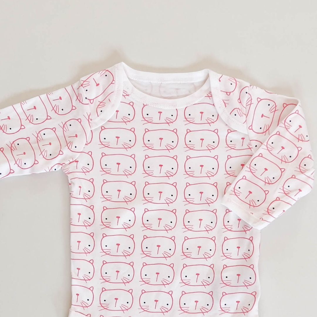 RED CAT PRINTED ONESIE