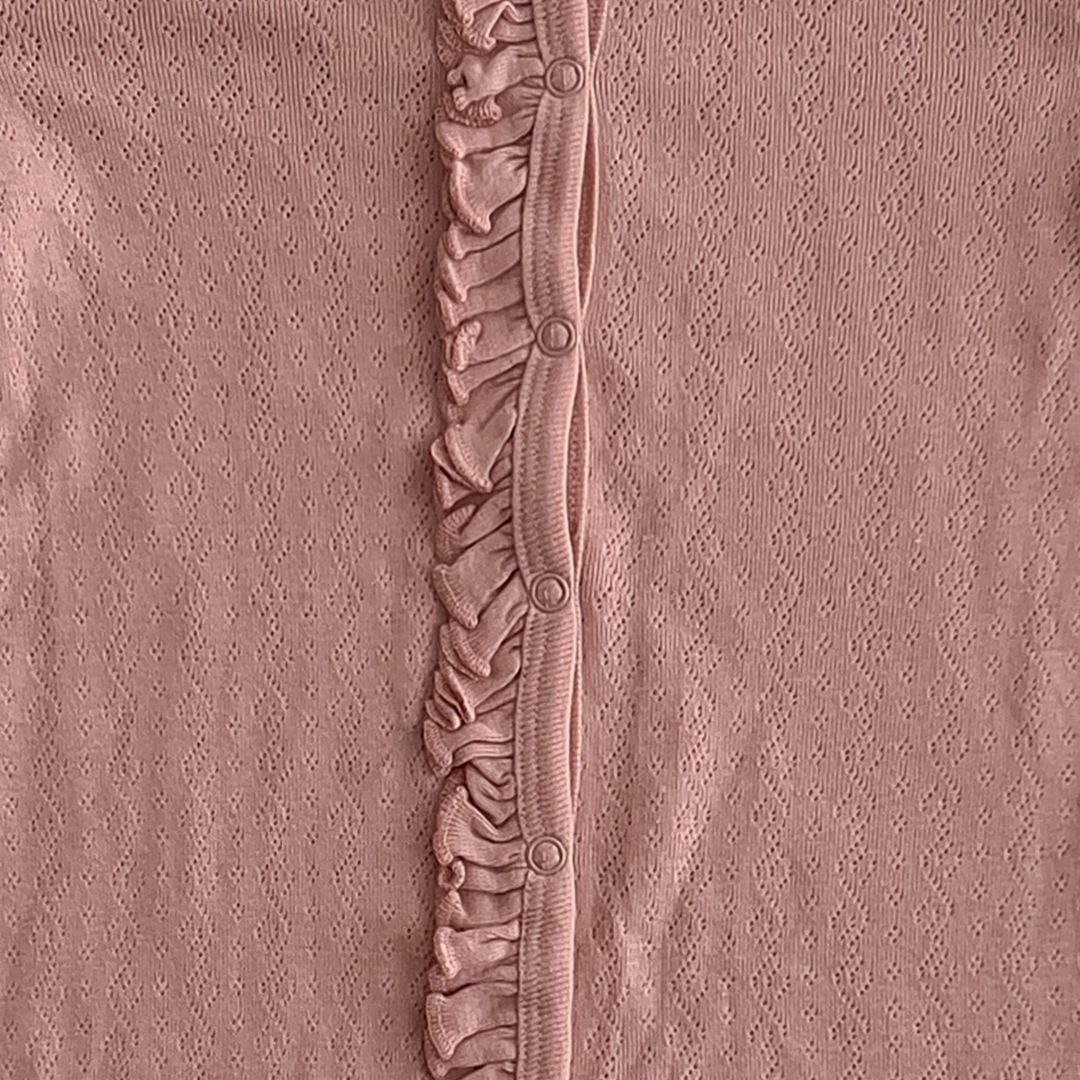 Dusty rose pointelle ruffled romper