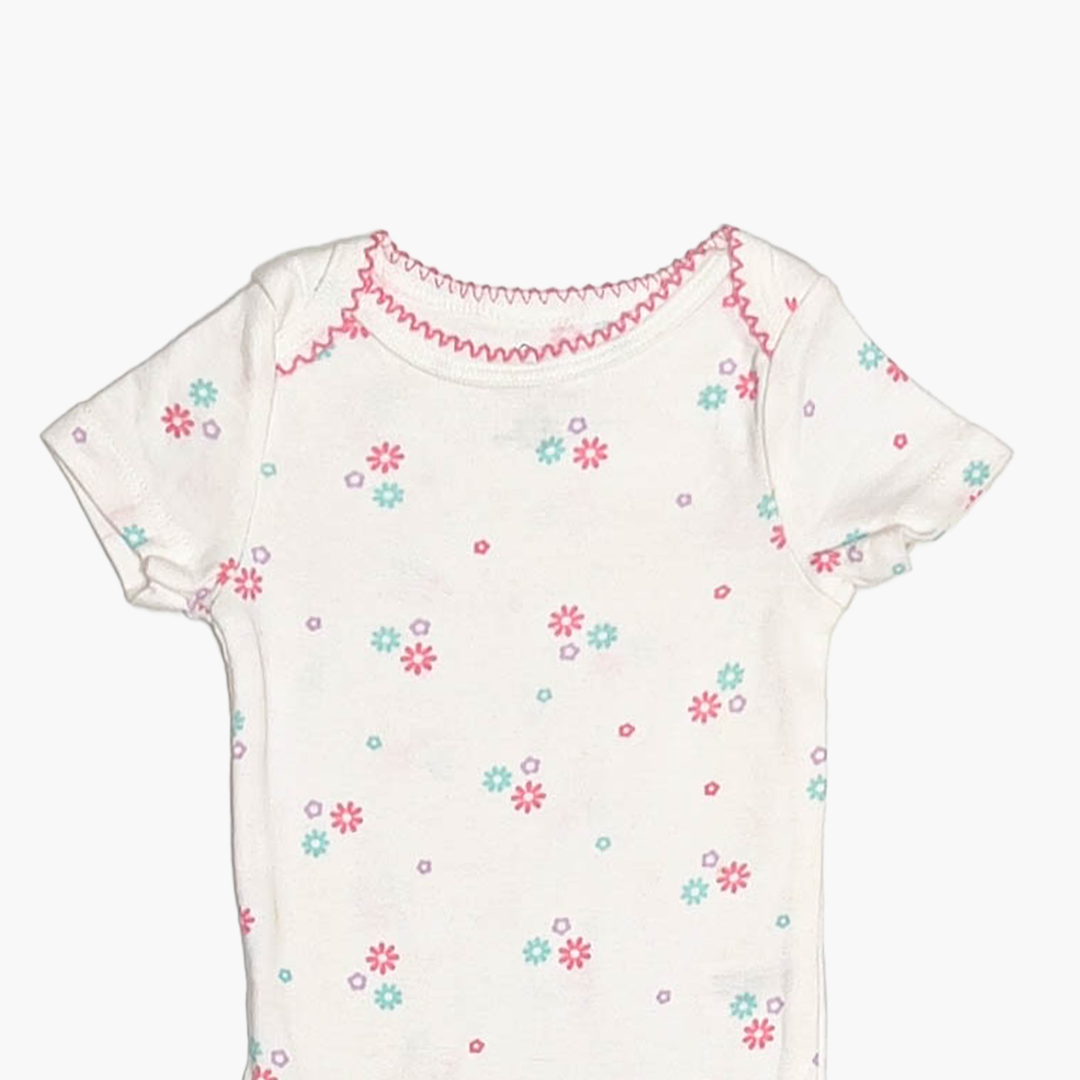 WHITE FLORAL PRINTED ONESIE