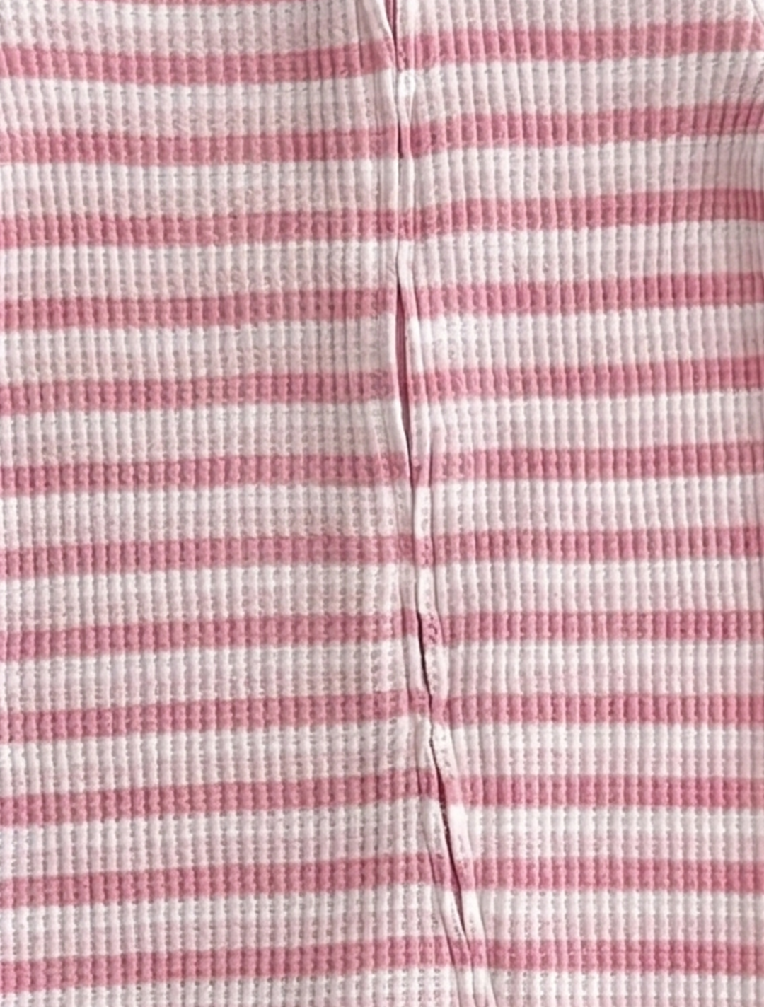 Pink striped ribbed material romper