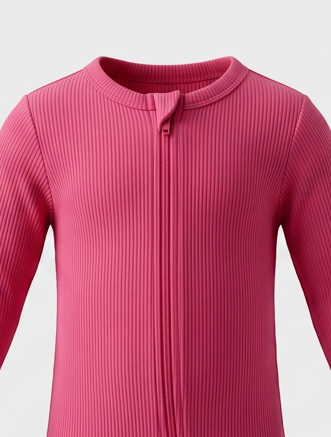 Hotpink ribbed zipper sleepsuit