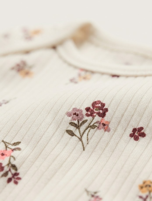 Floral ribbed onesie