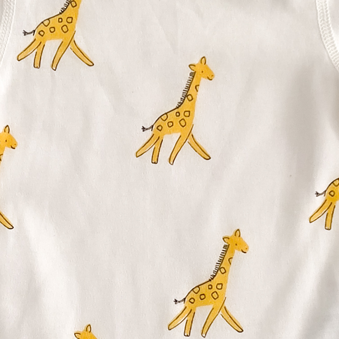YELLOW giraffe PRINTED ONESIE