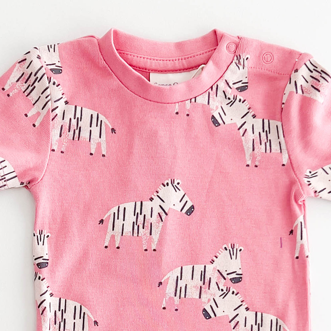 PINK ZEBRA PRATTERNED ONESIE