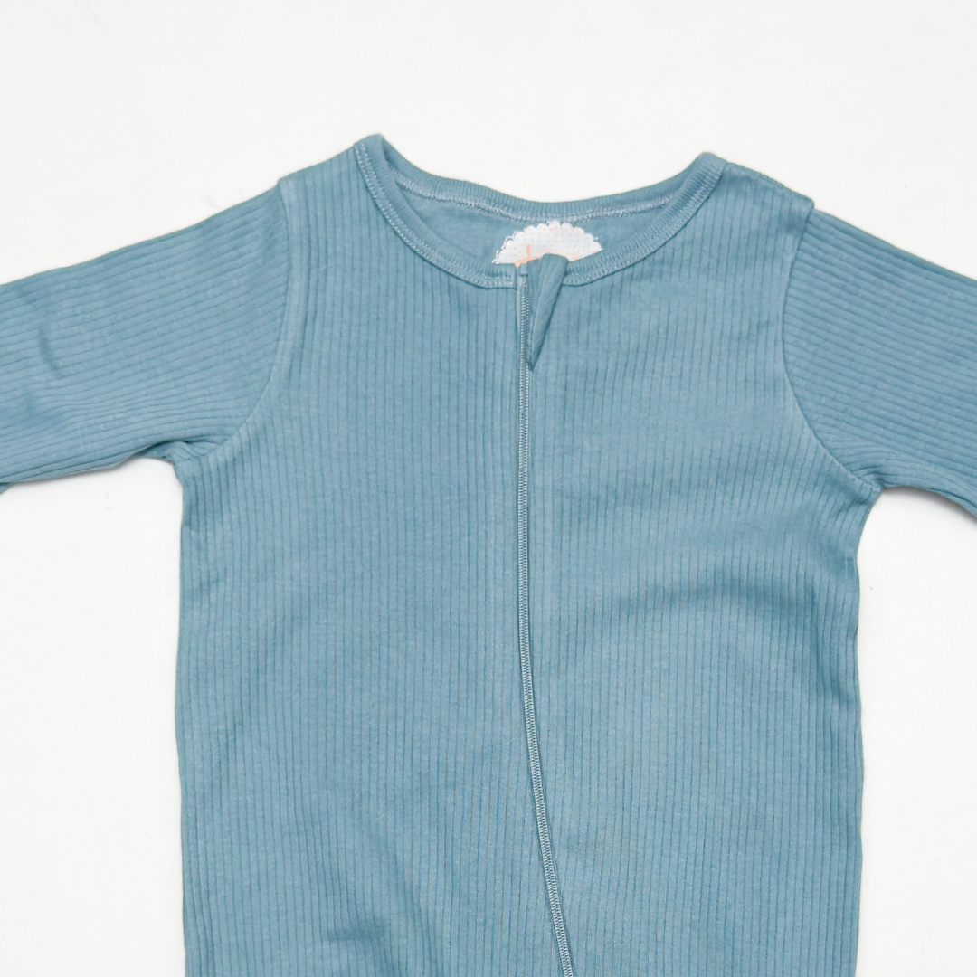 TEAL BLUE RIBBED SLEEPSUIT