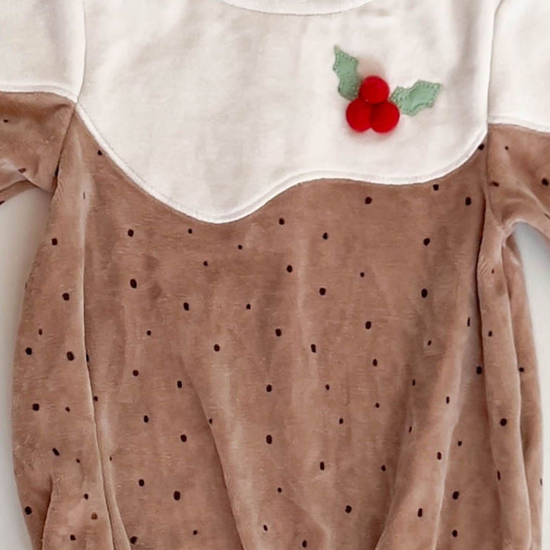 BROWN VELVET FANCY ONESIE
