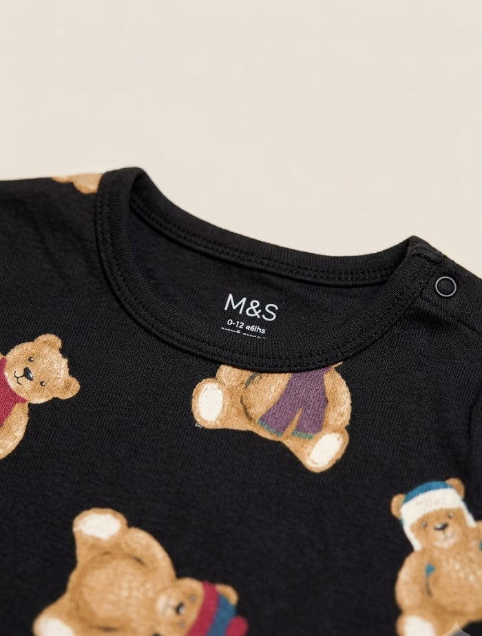Black bear printed sleepsuits