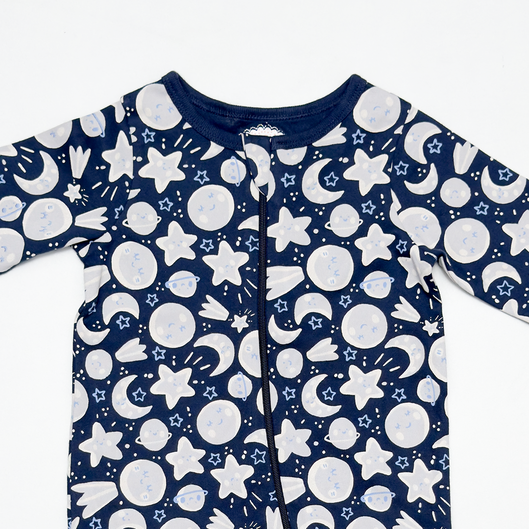 NAVY BLUE SPACE PRINTED SLEEPSUIT