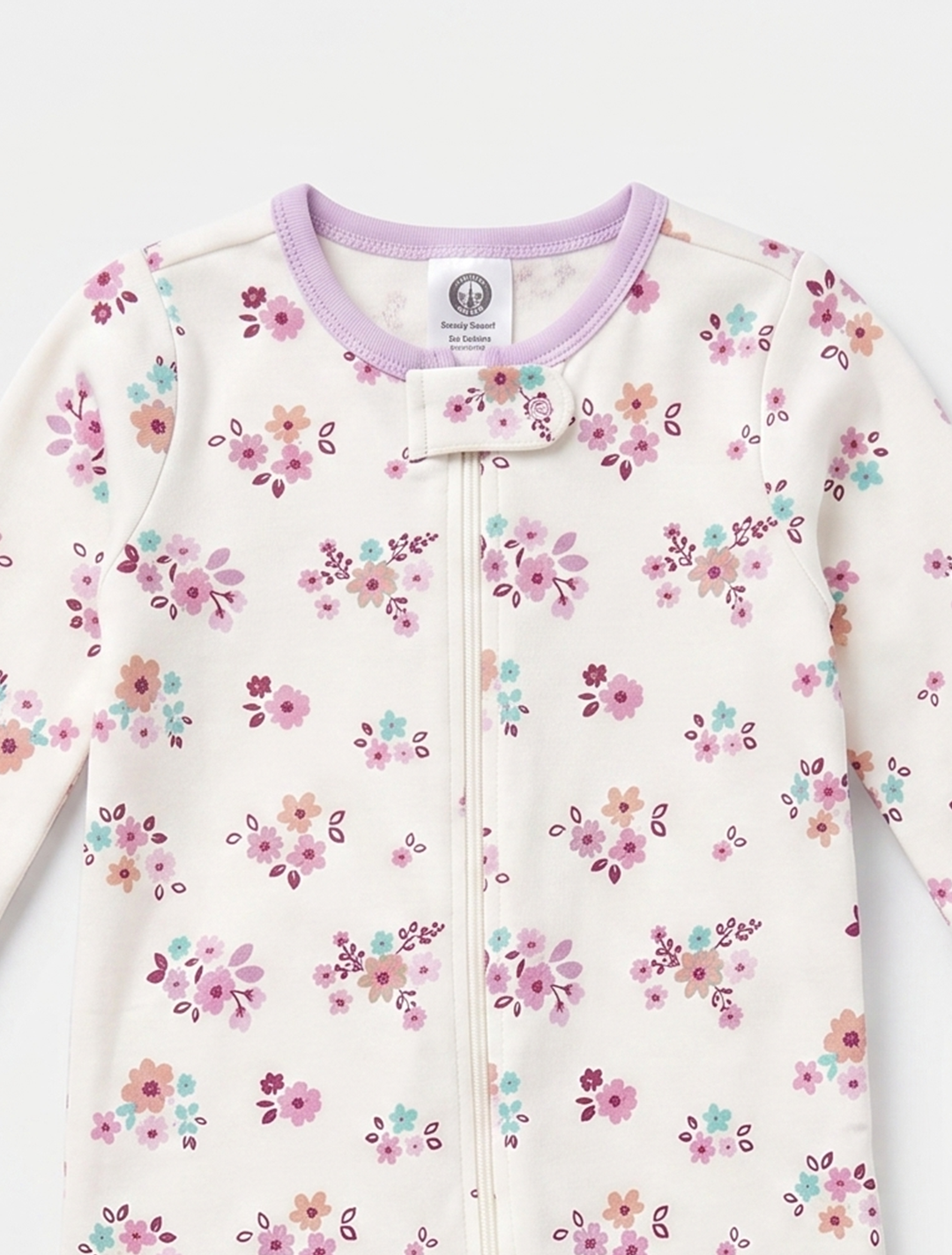 Purple floral zipper sleepsuit