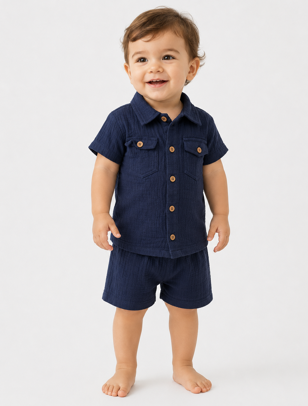 Muslin Shirt & Shorts Co-ord Set – Midnight Navy