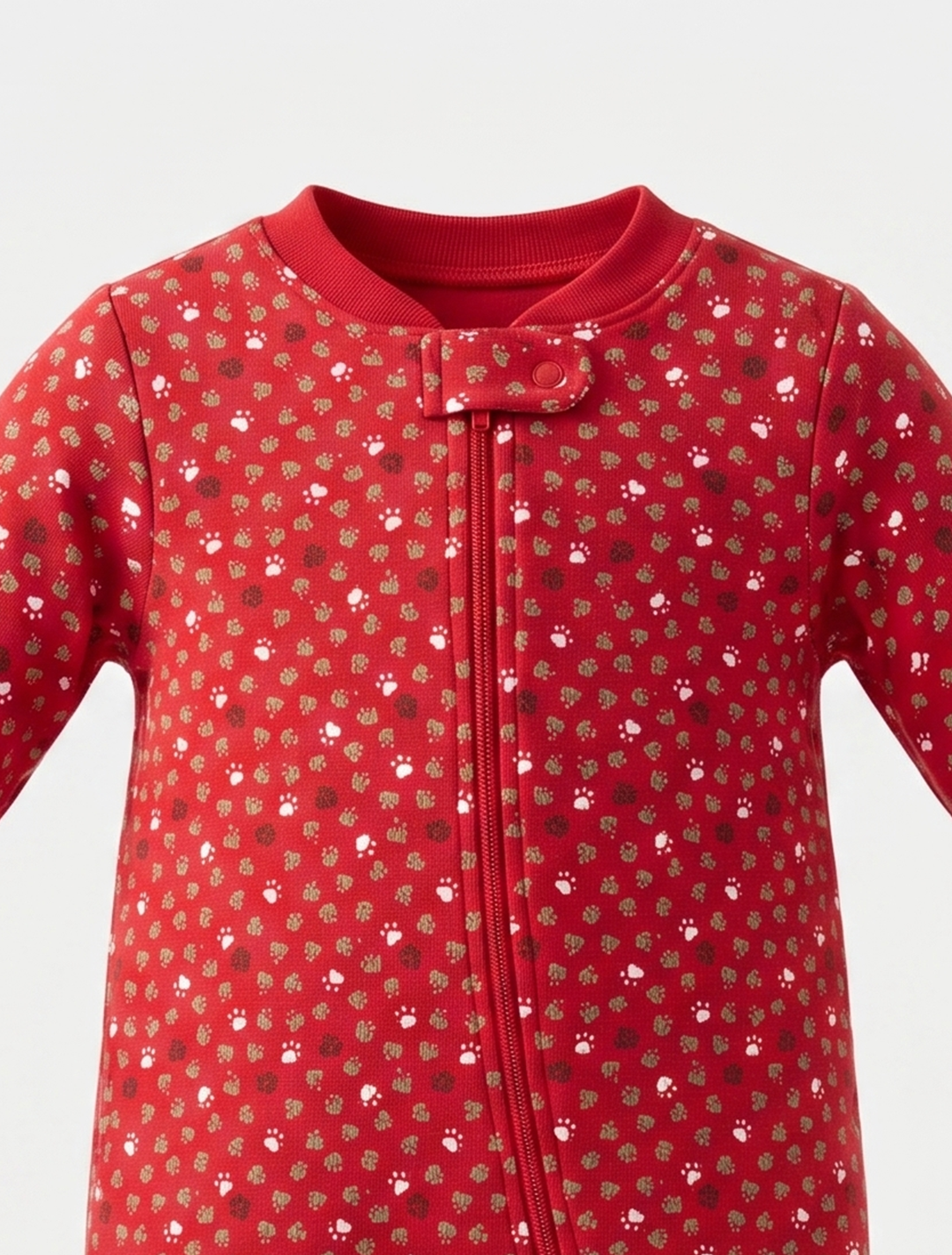 Red patterned zipper sleepsuit