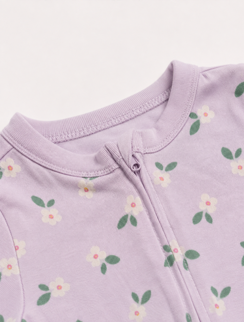 Purple floral zipper sleepsuit