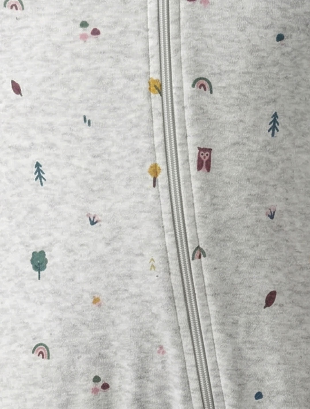 GREY PRINTED ZIPPER SLEEPSUIT