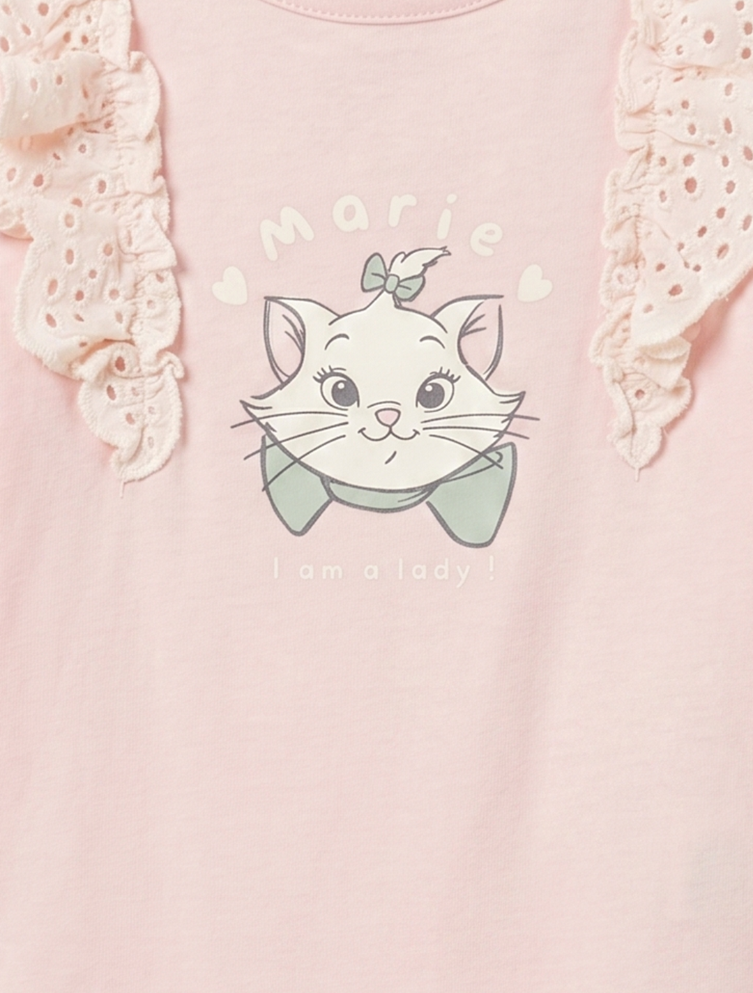 PINK KITTY PRINTED RUFFLED ONESIE