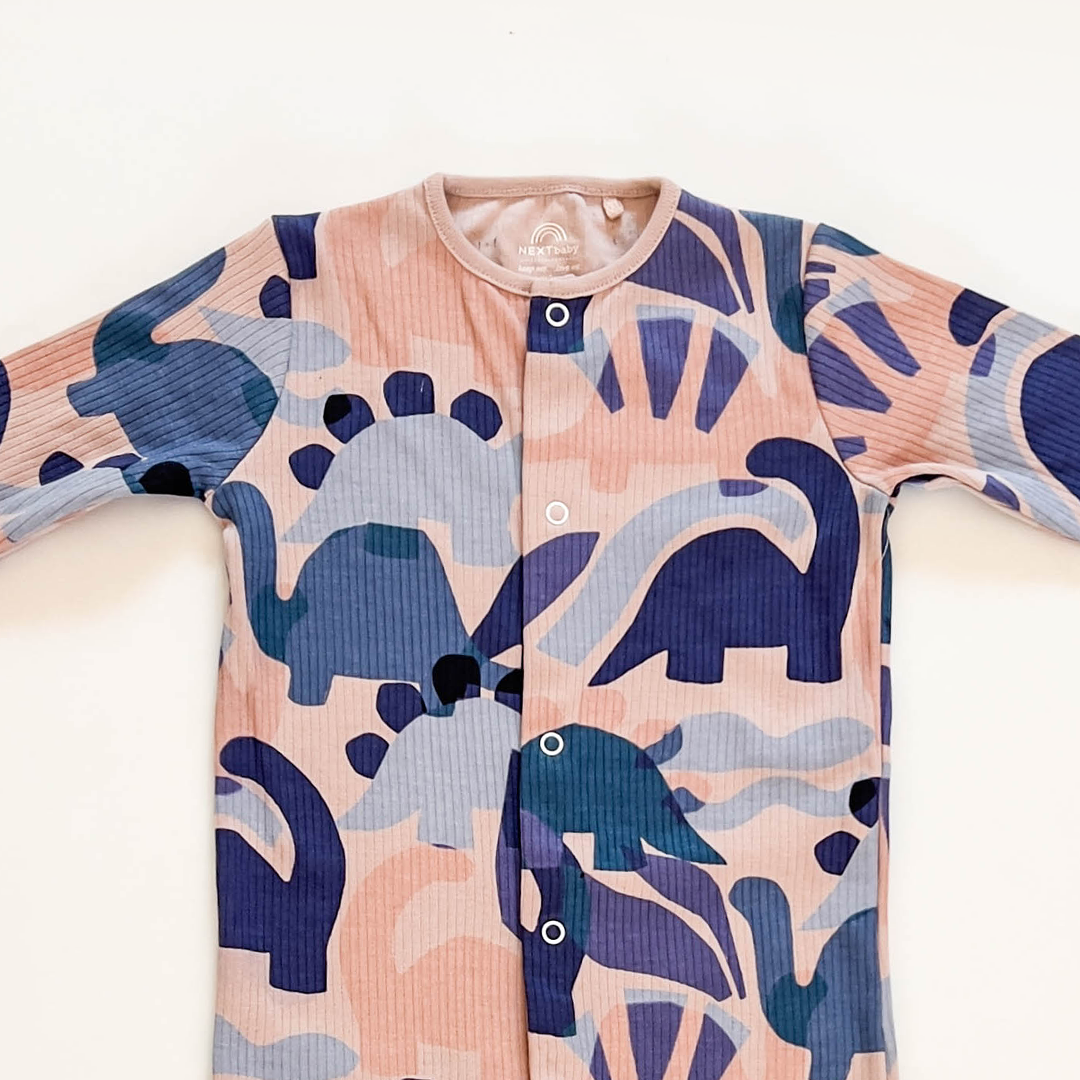 DINO PRINT RIBBED SLEEPSUIT