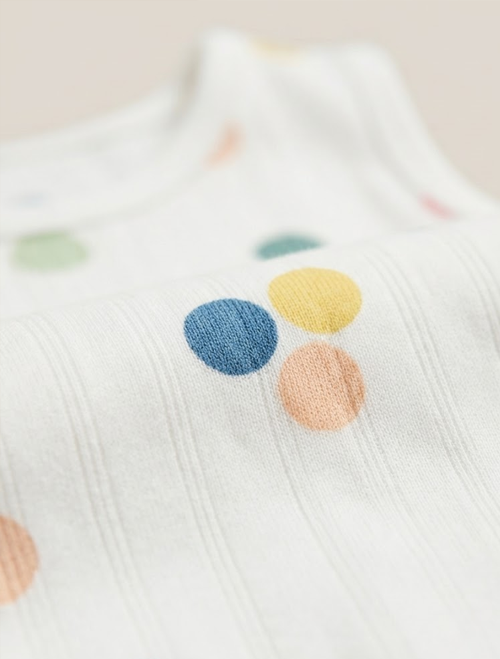 White polka dotted pointelle onesie