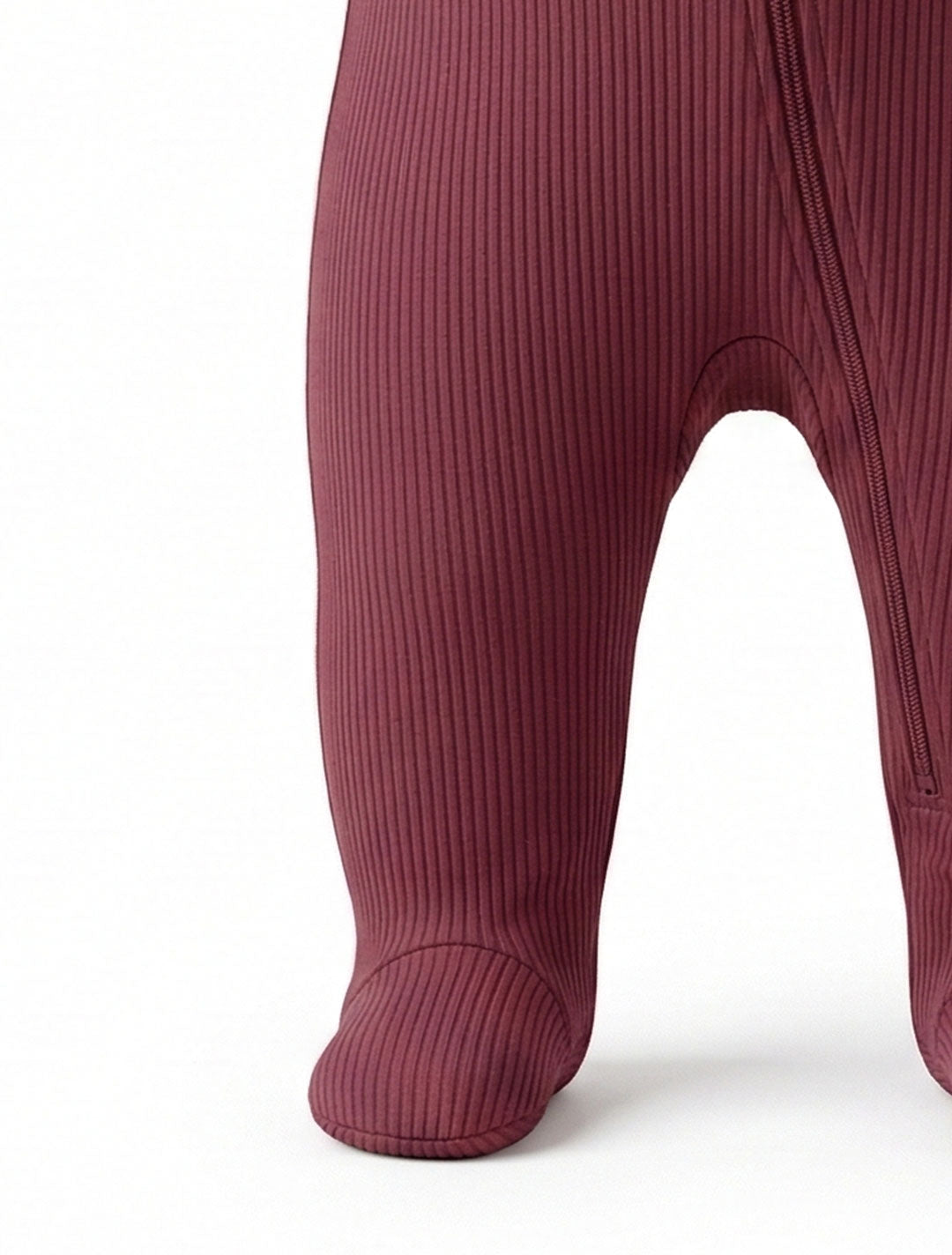 WINE COLORED RIBBED VISCOUS SLEEPSUIT