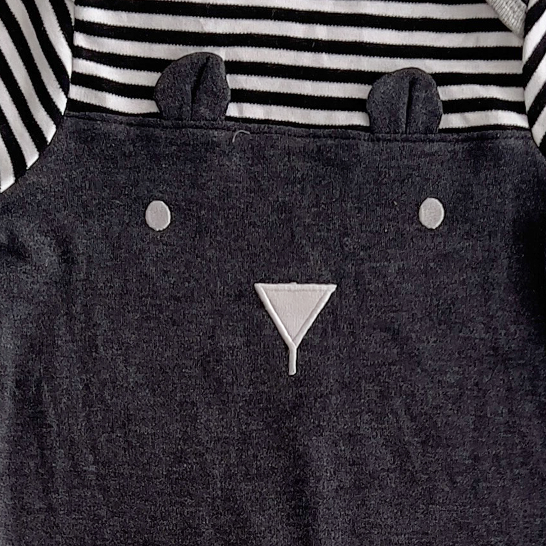 dark grey striped romper
