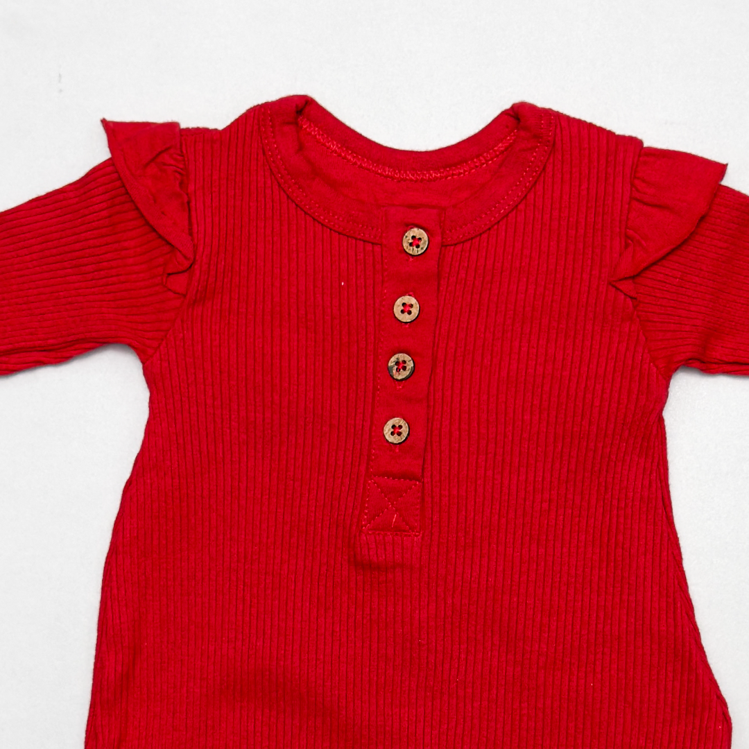 RED RIBBED RUFFLED ROPMER