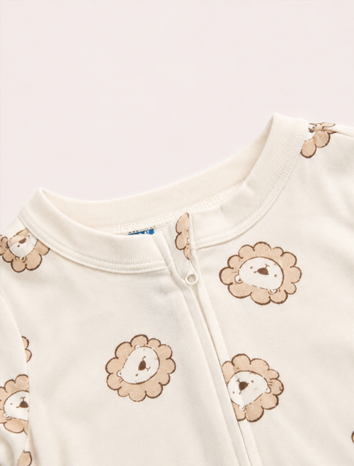 Beige lion zipper sleepsuit