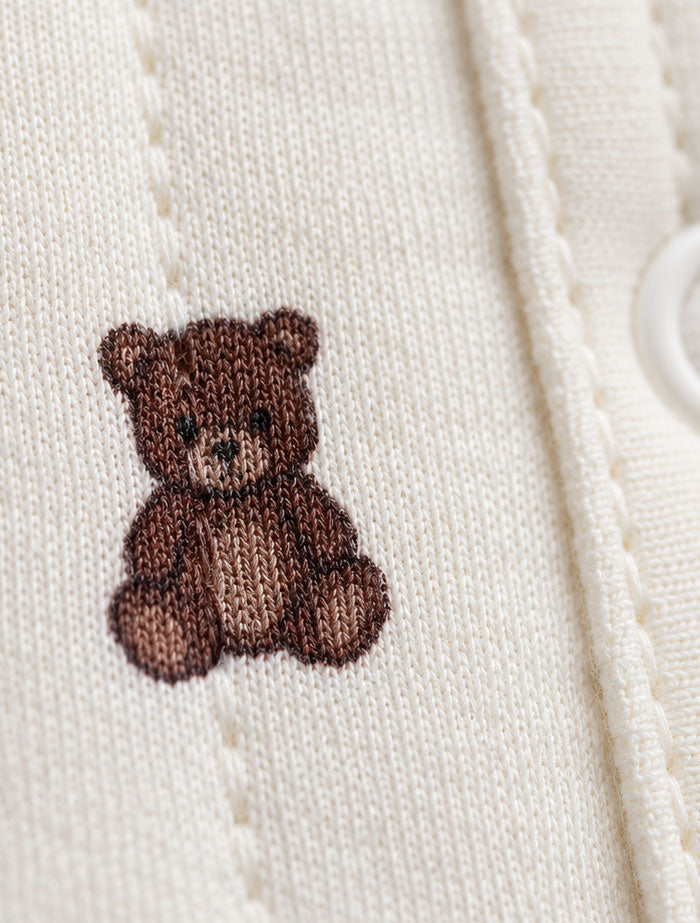 Beige bear quilted sleep suit