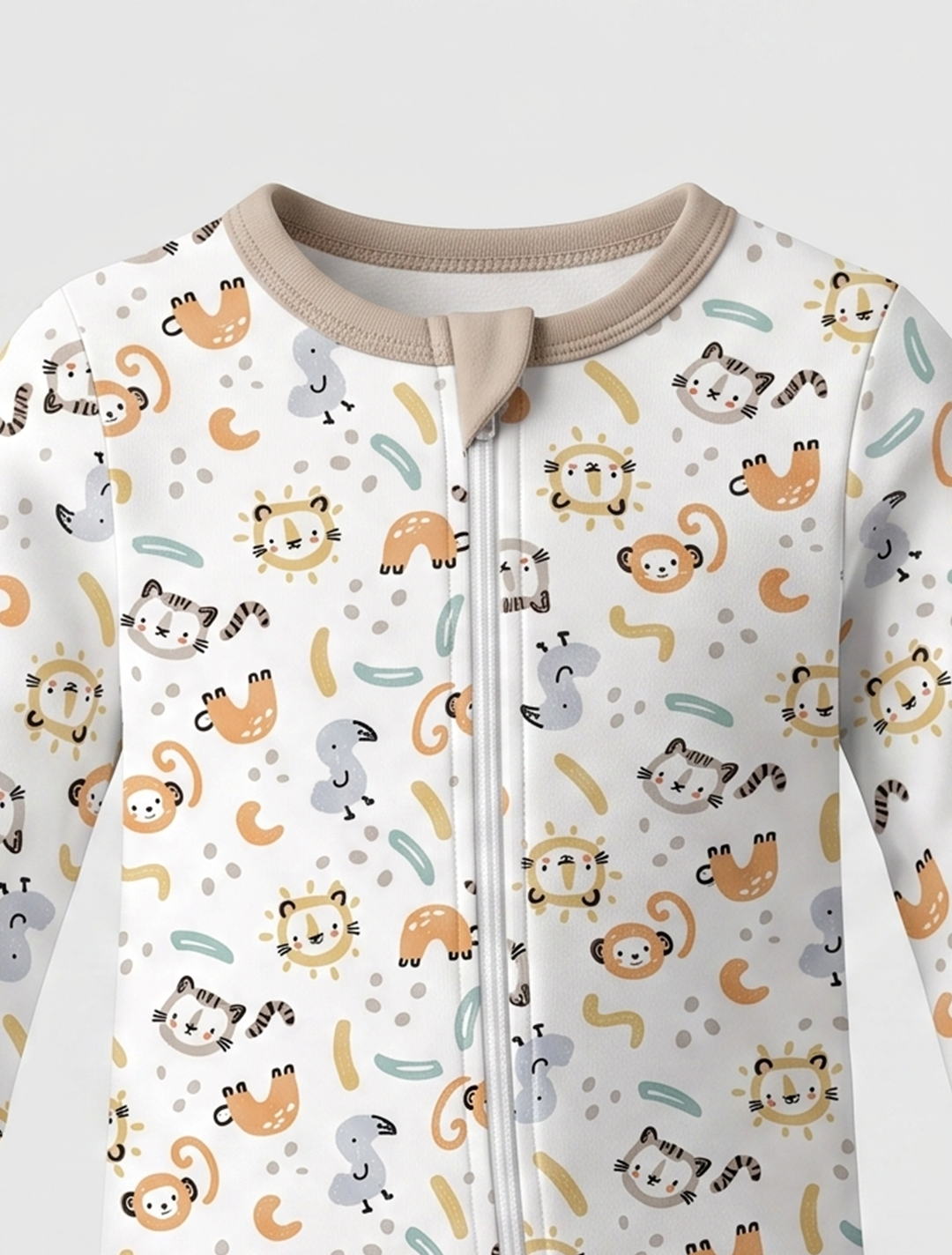 Off white printed zipper sleepsuit
