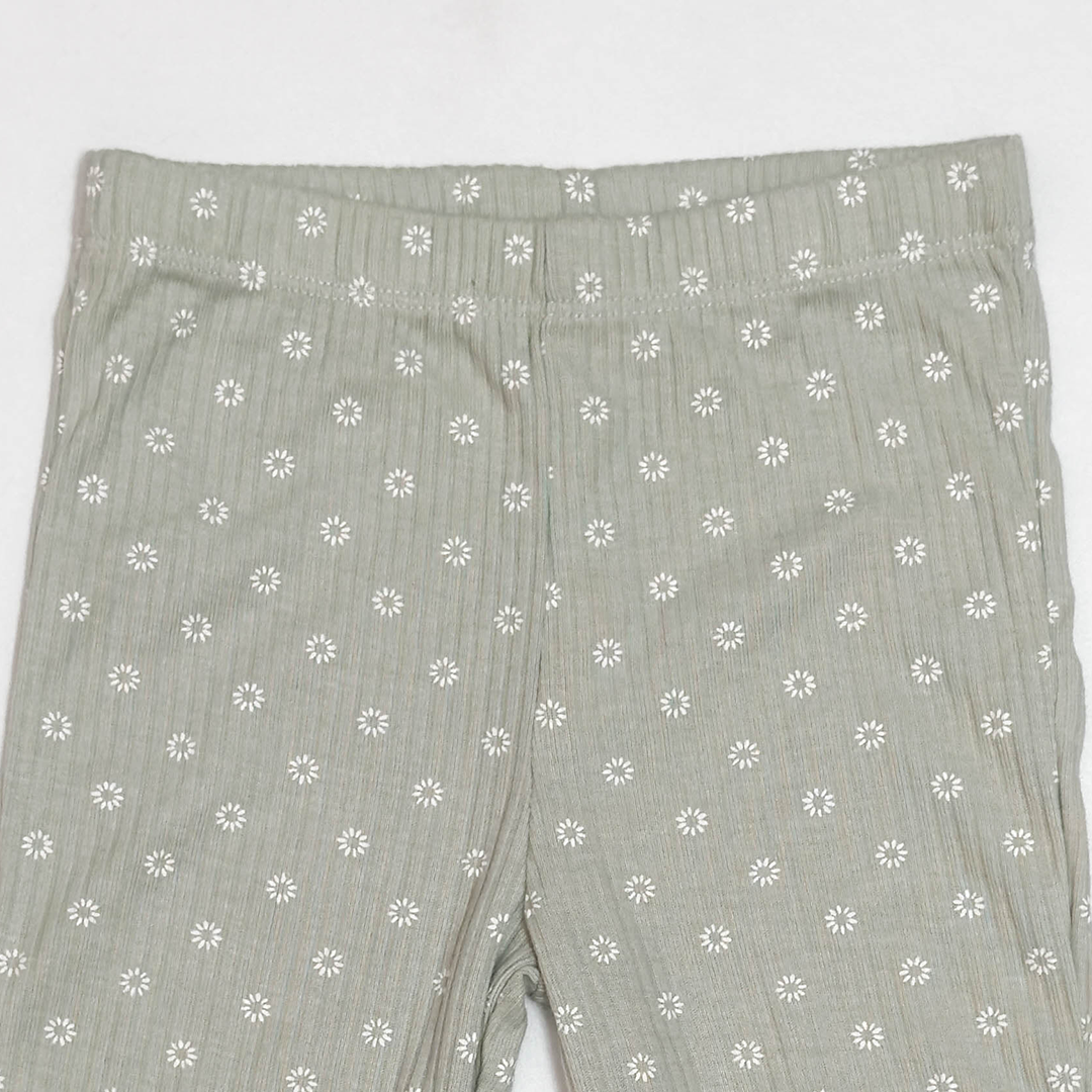 SAGE GREEN FLORAL RIBBED PANTS