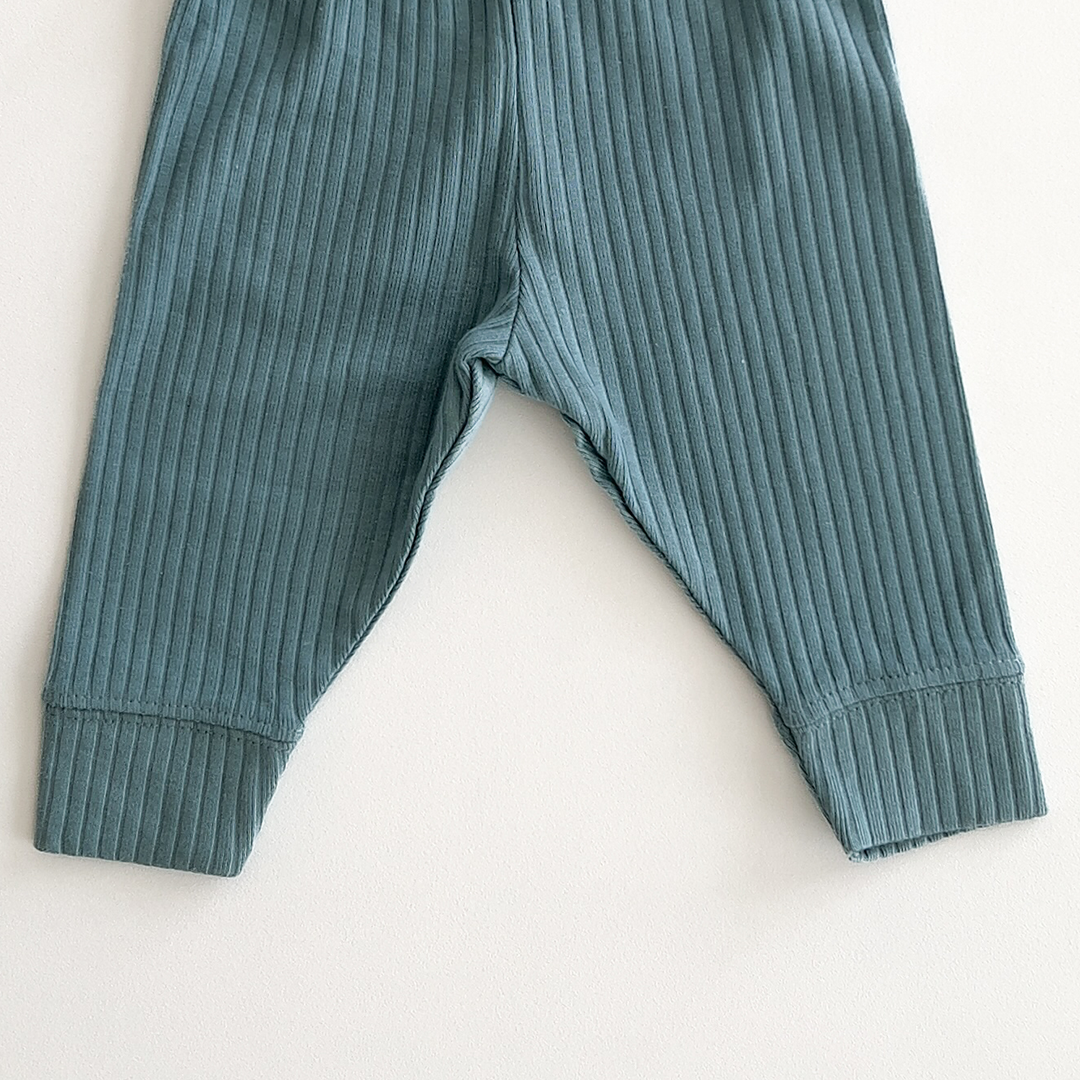 AQUA BLUE RIBBED COTTON PANTS