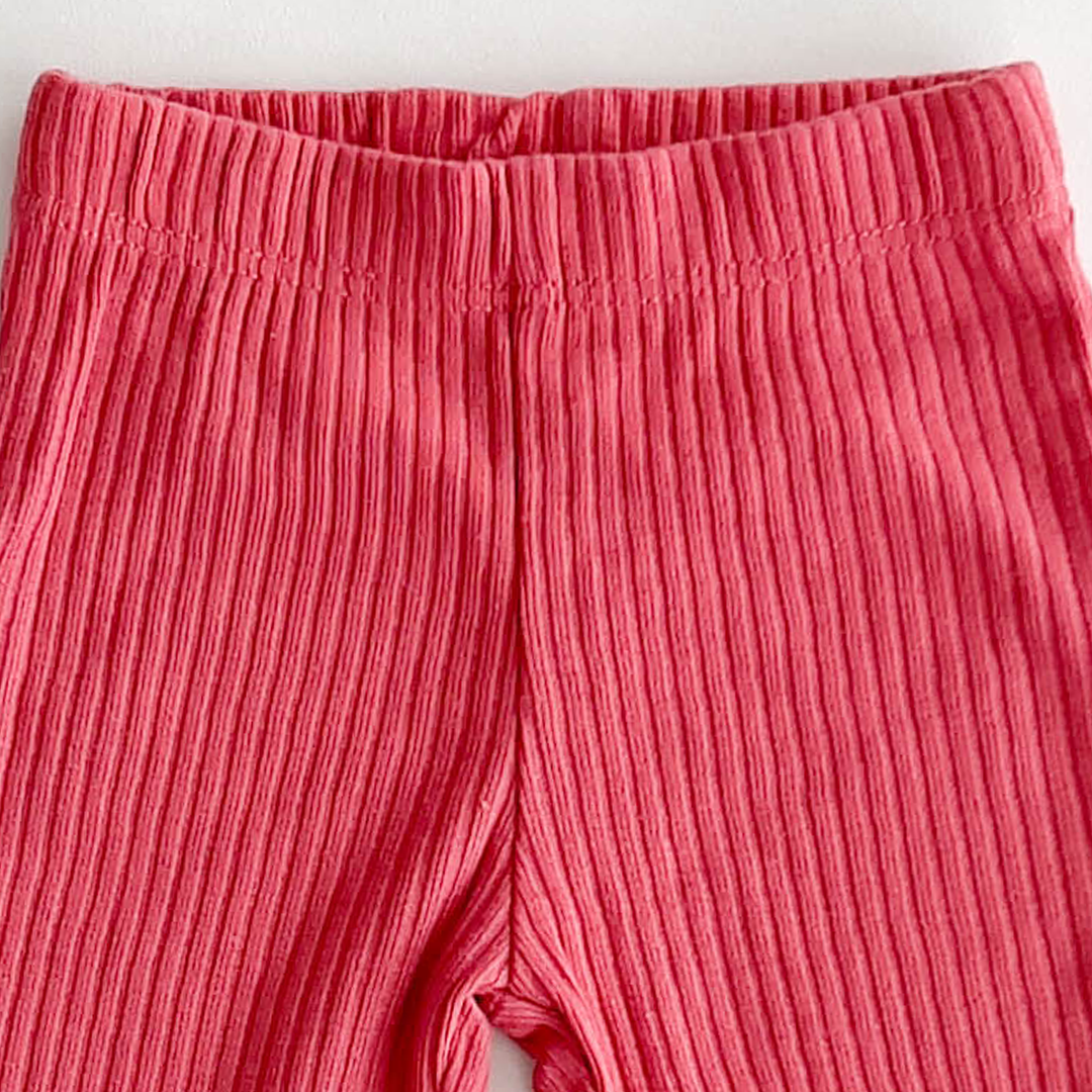 CORAL RIBBED COTTON PANTS