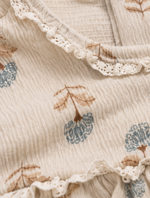 Beige floral ruffles fanncy onesie