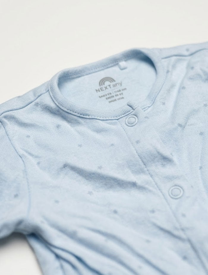 Blue star printed button sleep suit