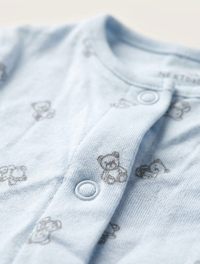 Blue bear button sleepsuit