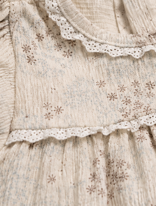 Beige floral fancy onesie