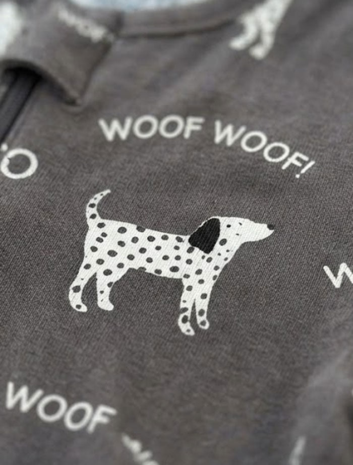 Grey printed button sleepsuit