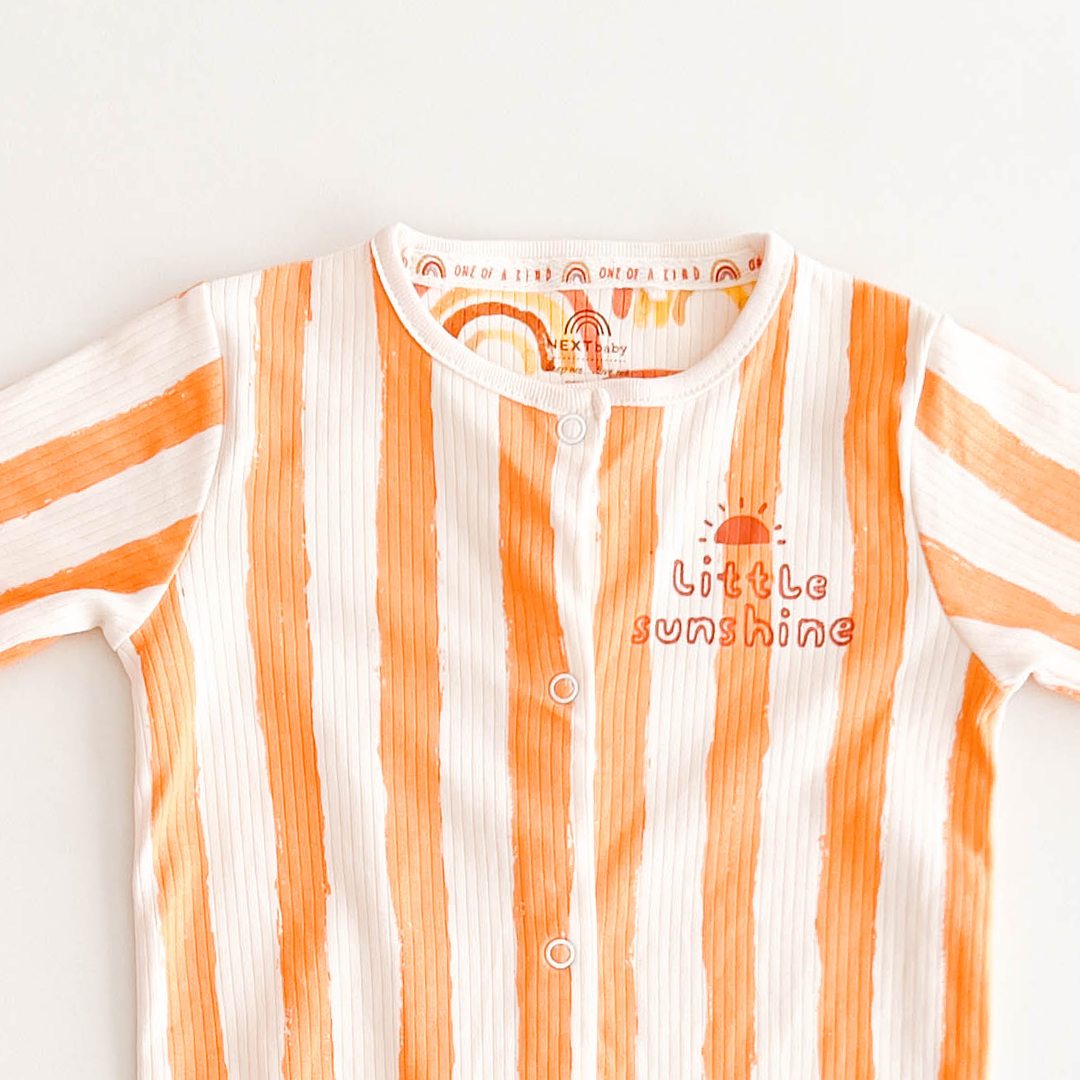 ORANGE WHITE STRIPES RIBBED ROMPER