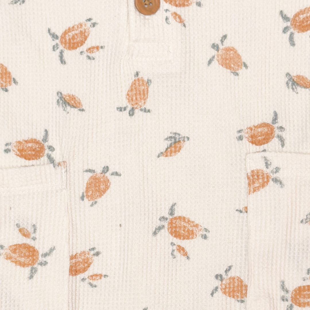 BEIGE KNITTED PRINTED ROMPER