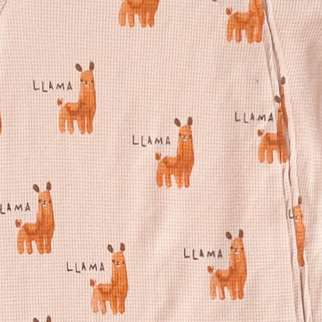 BEIGE LLAMA PRINTED KNITTED ROMPER