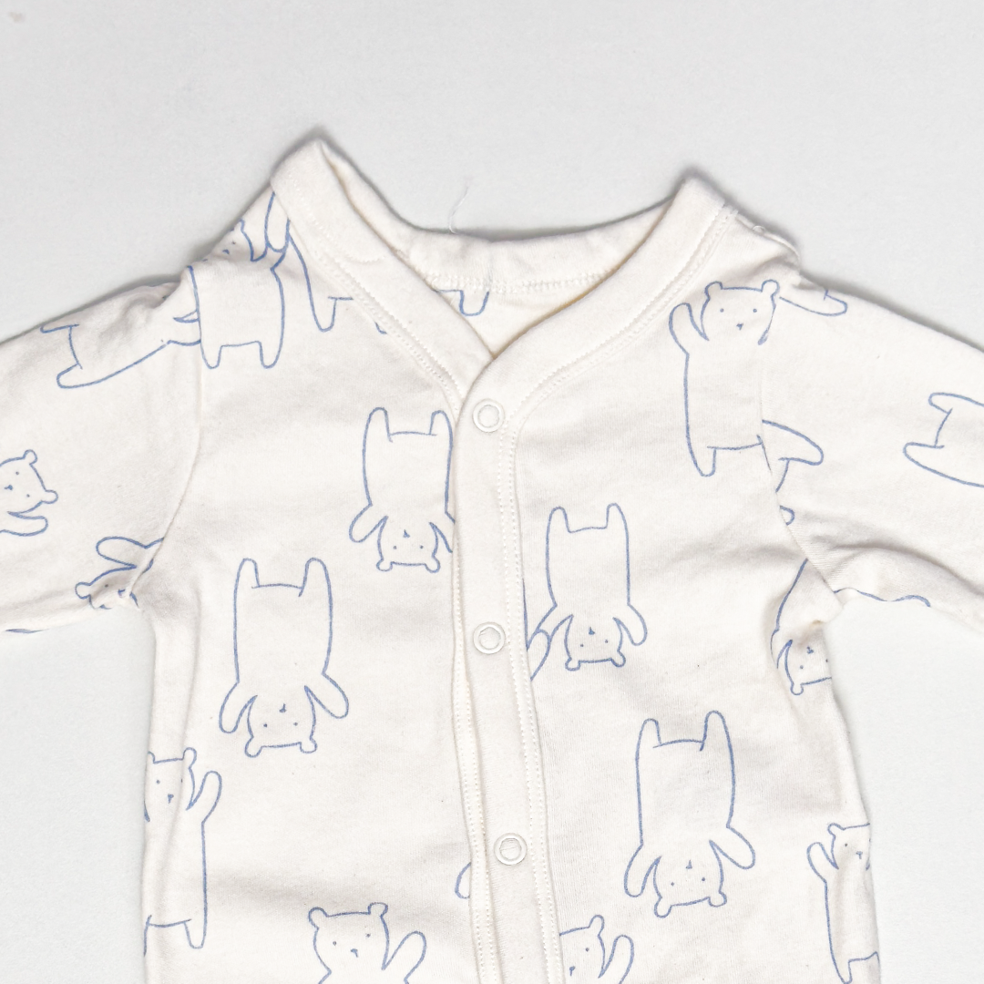WHITE BEAR PRINTED SLEEPSUIT