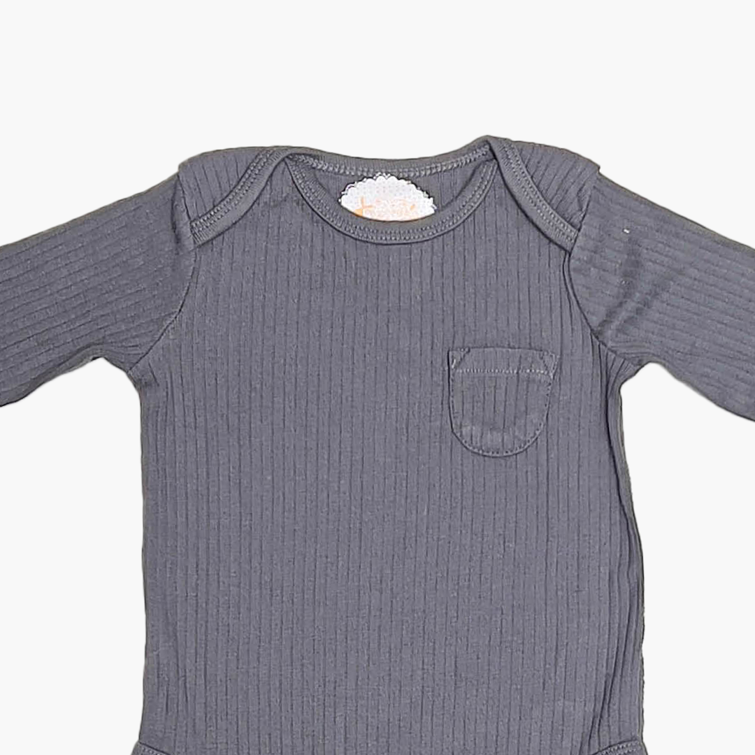 DARK GREY RIBBED ONESIE