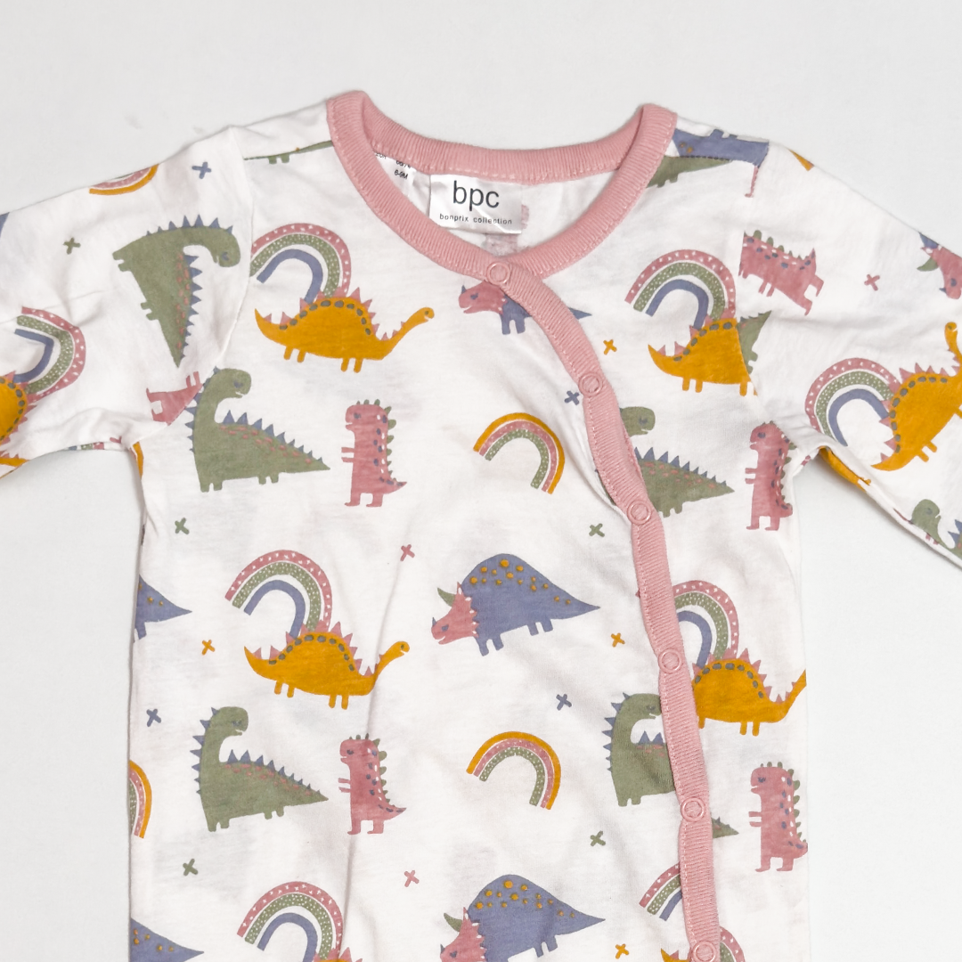 DINO PRINTED PATTERNED SLEEPSUIT