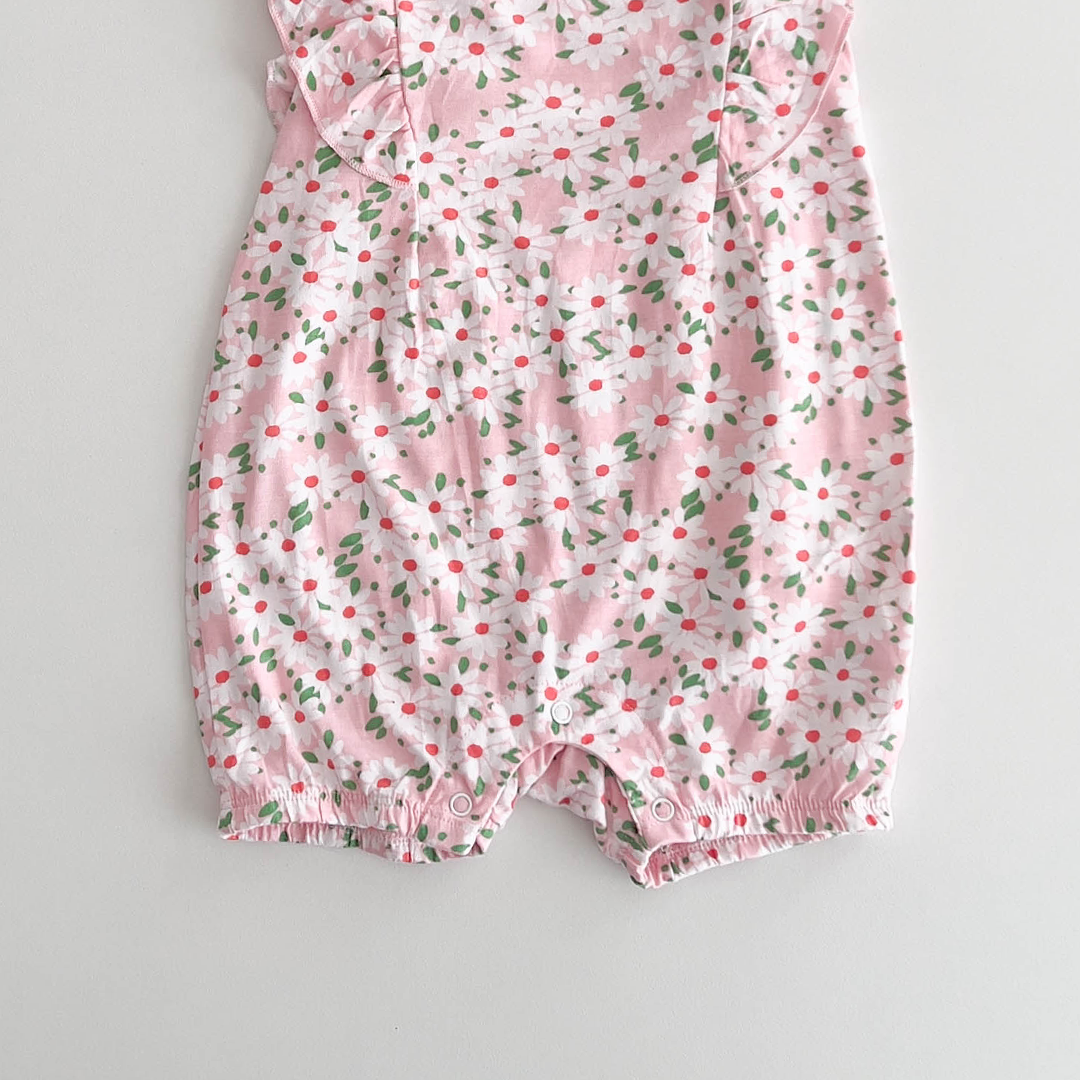 PINK FLORAL RUFFLED JUMPSUIT